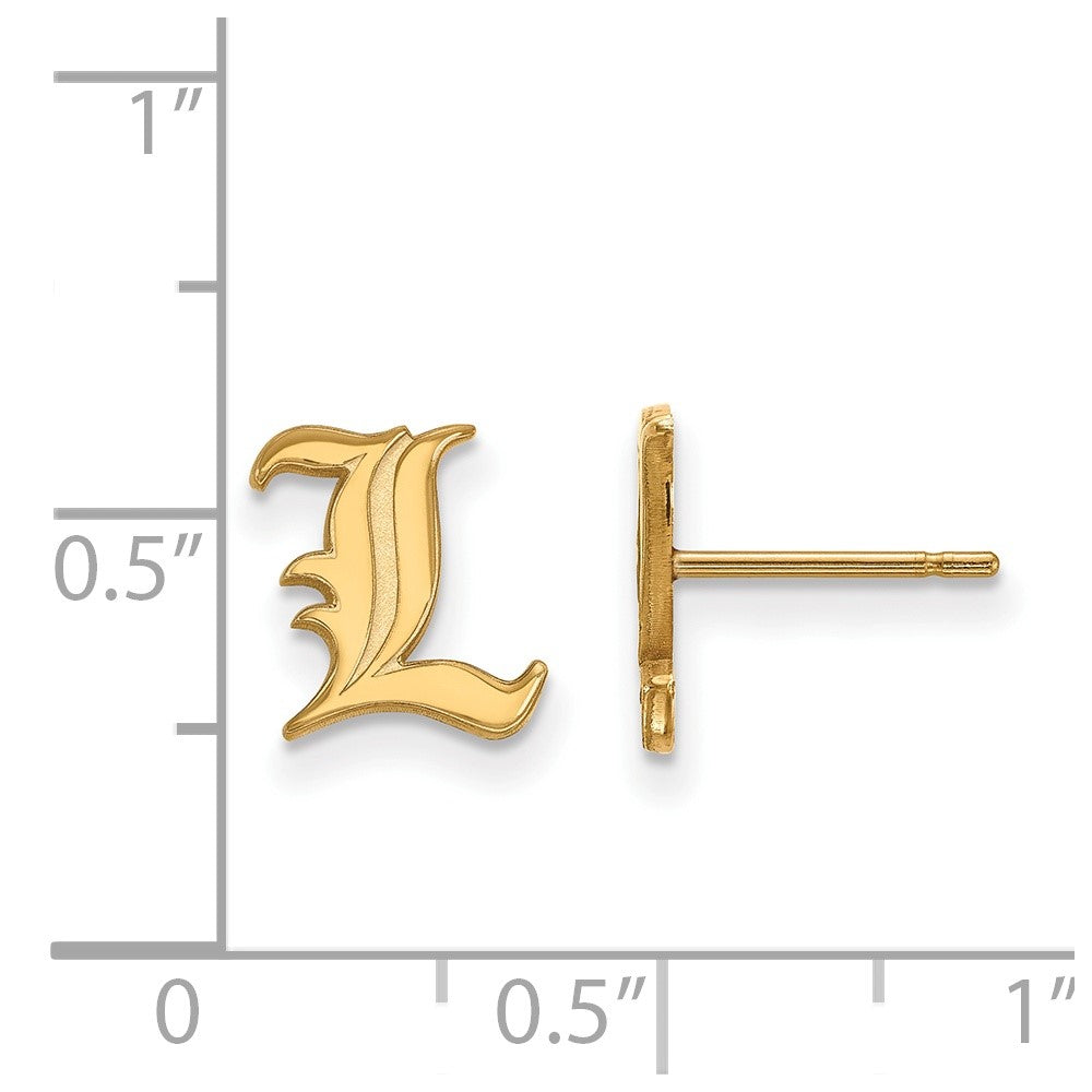 10K Yellow Gold Logoart University Of Louisville Letter L Extra Small Post Earrings