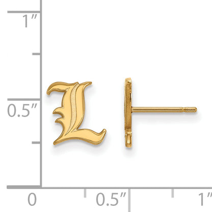 Gold Plated Sterling Silver Logoart University Of Louisville Letter L Extra Small Post Earrings