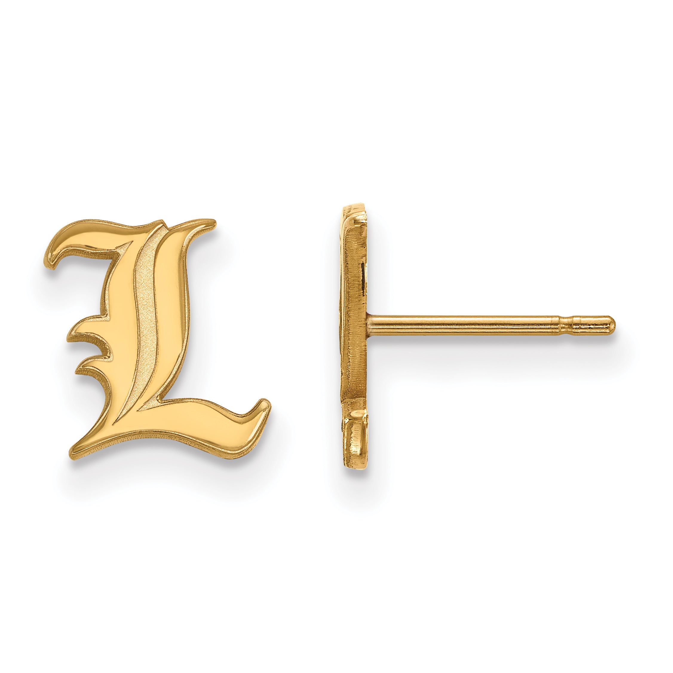 14K Yellow Gold Logoart University Of Louisville Letter L Extra Small Post Earrings