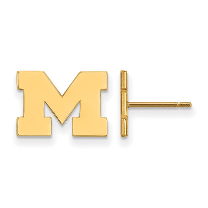 14K Yellow Gold Logoart University Of Michigan Letter M Extra Small Post Earrings