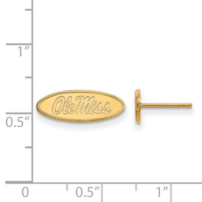 14K Yellow Gold Logoart University Of Mississippi Ole Miss Oval Extra Small Post Earrings