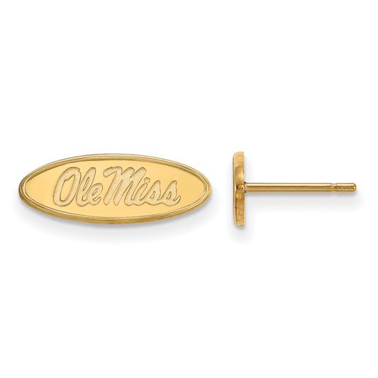 Gold Plated Sterling Silver Logoart University Of Mississippi Ole Miss Oval Extra Small Post Earrings