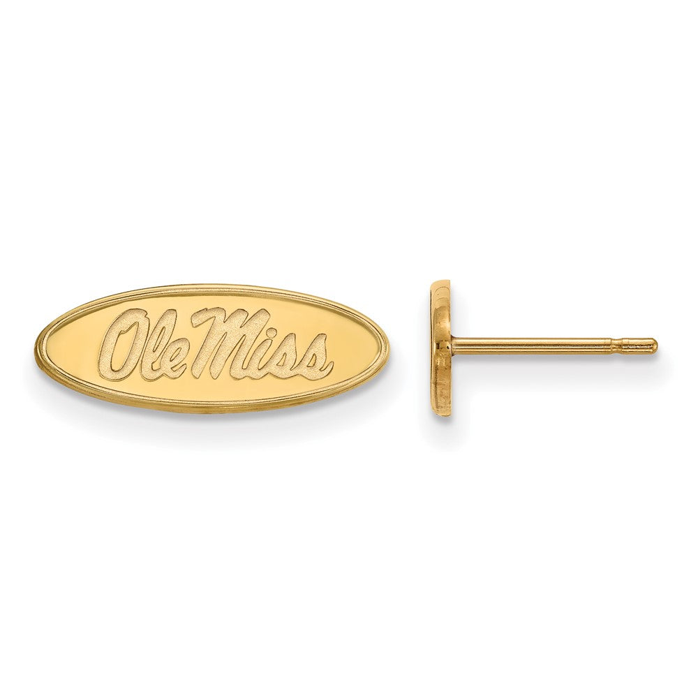 10K Yellow Gold Logoart University Of Mississippi Ole Miss Oval Extra Small Post Earrings