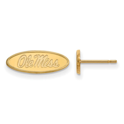 10K Yellow Gold Logoart University Of Mississippi Ole Miss Oval Extra Small Post Earrings