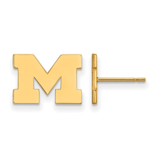 10K Yellow Gold Logoart University Of Michigan Letter M Extra Small Post Earrings
