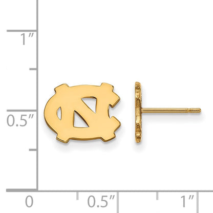 Gold Plated Sterling Silver Logoart University Of North Carolina N C Extra Small Post Earrings