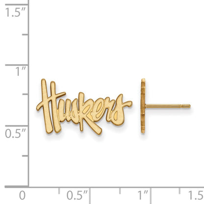 14K Yellow Gold Logoart University Of Nebraska Huskers Small Post Earrings