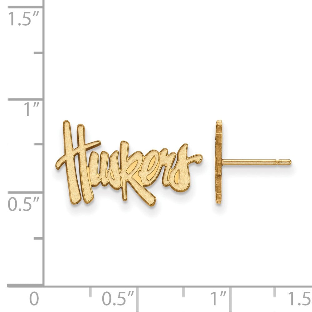 10K Yellow Gold Logoart University Of Nebraska Huskers Small Post Earrings