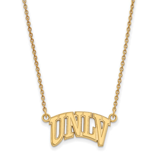 Gold Plated Sterling Silver Logoart University Of Nevada Las Vegas U N L V Small Pendant 18 Inch Necklace