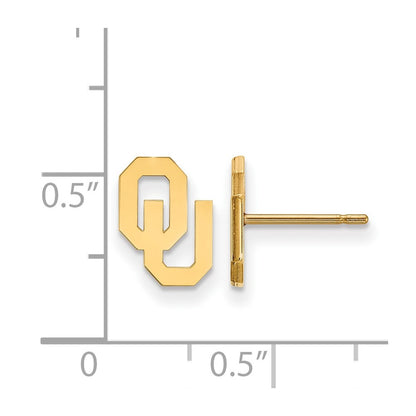 10K Yellow Gold Logoart University Of Oklahoma O U Extra Small Post Earrings