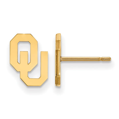 14K Yellow Gold Logoart University Of Oklahoma O U Extra Small Post Earrings