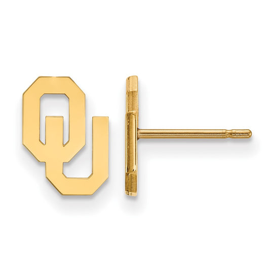 14K Yellow Gold Logoart University Of Oklahoma O U Extra Small Post Earrings