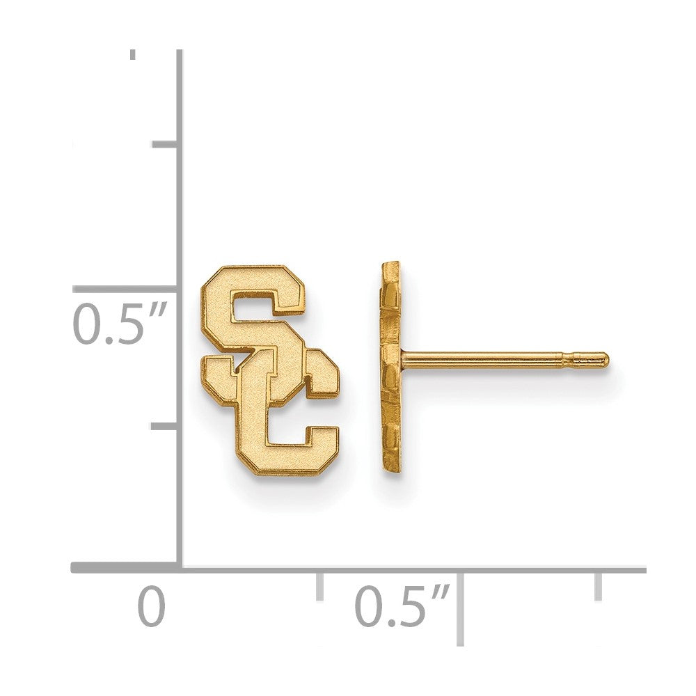 Gold Plated Sterling Silver University Of Southern California S C Extra Small Post Earrings