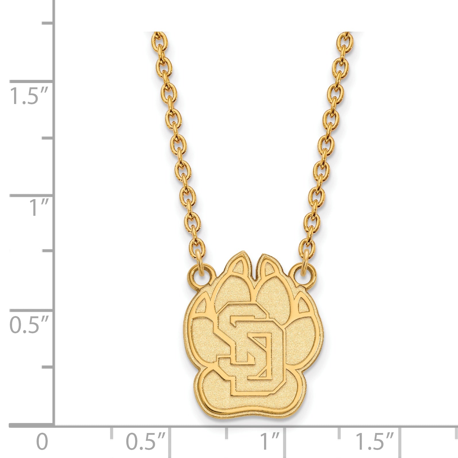 14K Yellow Gold Logoart University Of South Dakota Large Pendant 18 Inch Necklace