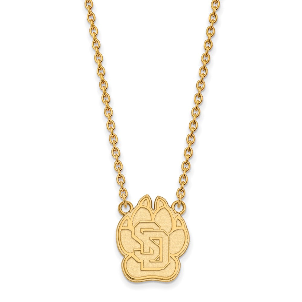 10K Yellow Gold Logoart University Of South Dakota Large Pendant 18 Inch Necklace