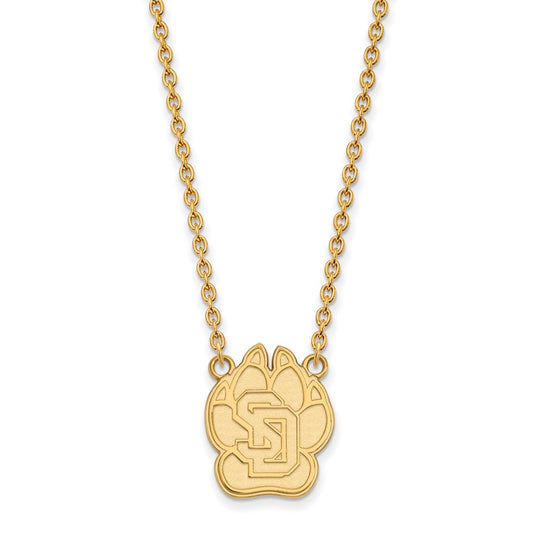 10K Yellow Gold Logoart University Of South Dakota Large Pendant 18 Inch Necklace
