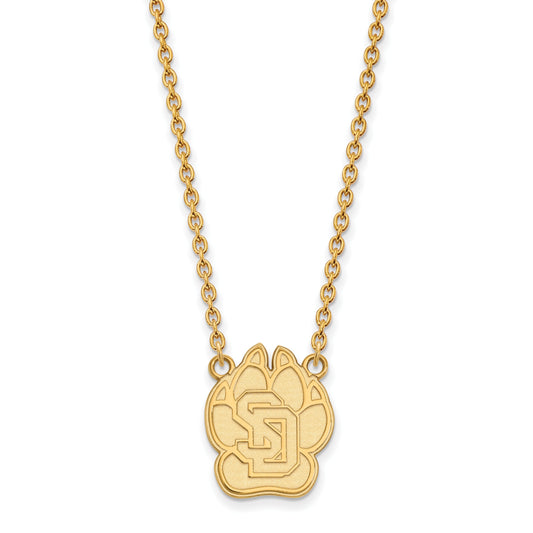 14K Yellow Gold Logoart University Of South Dakota Large Pendant 18 Inch Necklace