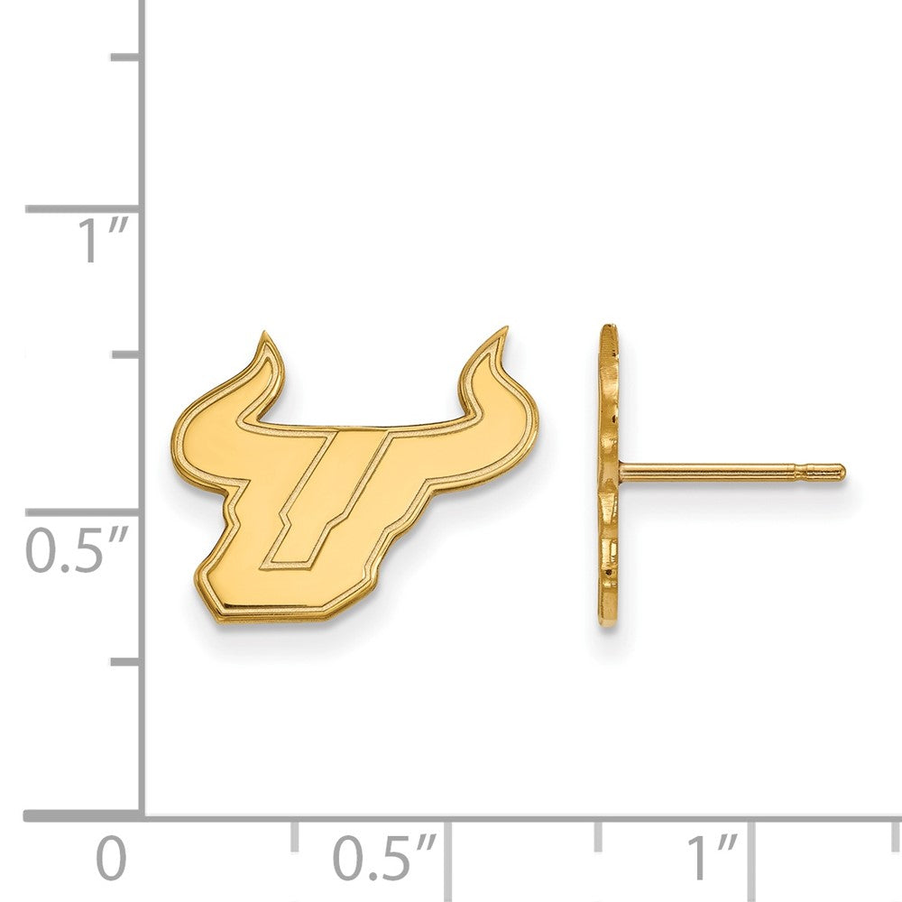 14K Yellow Gold Logoart University Of South Florida Bull Small Post Earrings