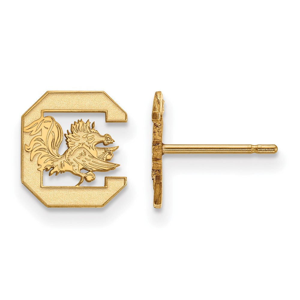 Gold Plated Sterling Silver Logoart University Of South Carolina Extra Small Post Earrings