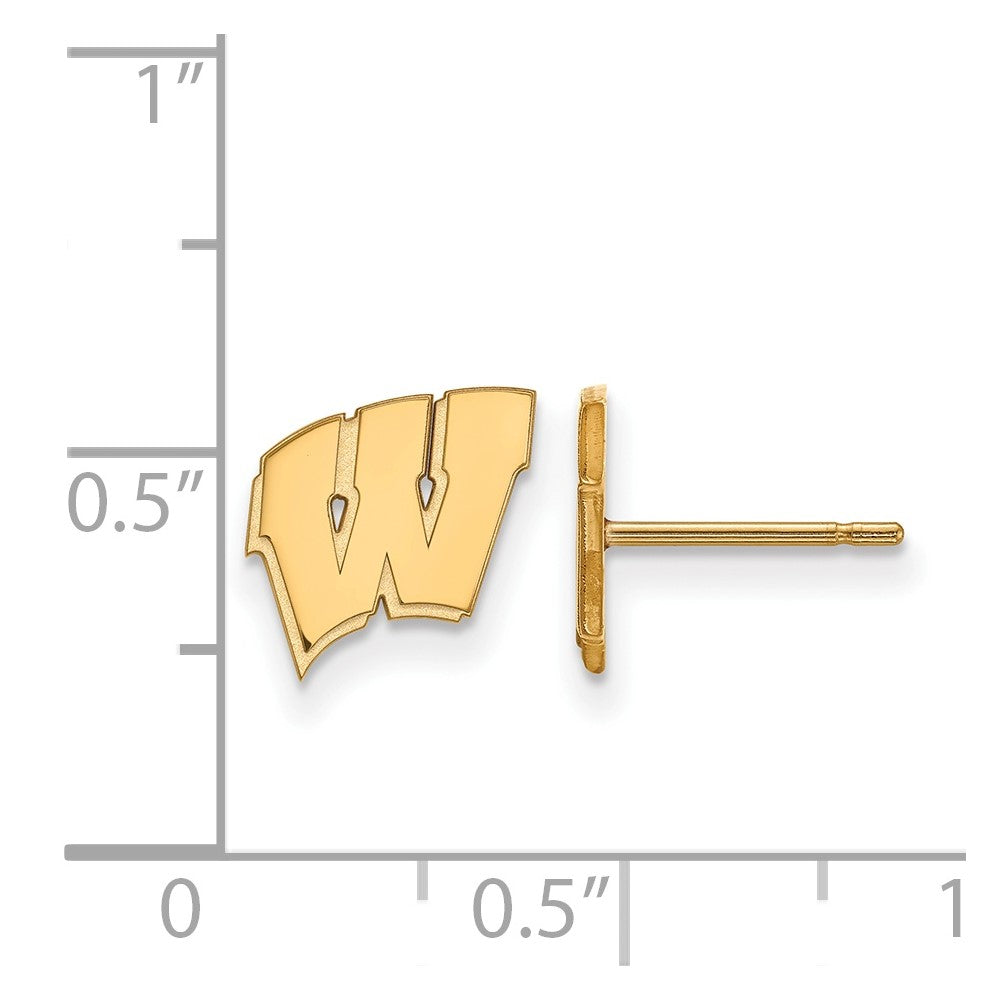 14K Yellow Gold Logoart University Of Wisconsin Letter W Extra Small Post Earrings