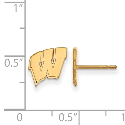 Gold Plated Sterling Silver Logoart University Of Wisconsin Letter W Extra Small Post Earrings