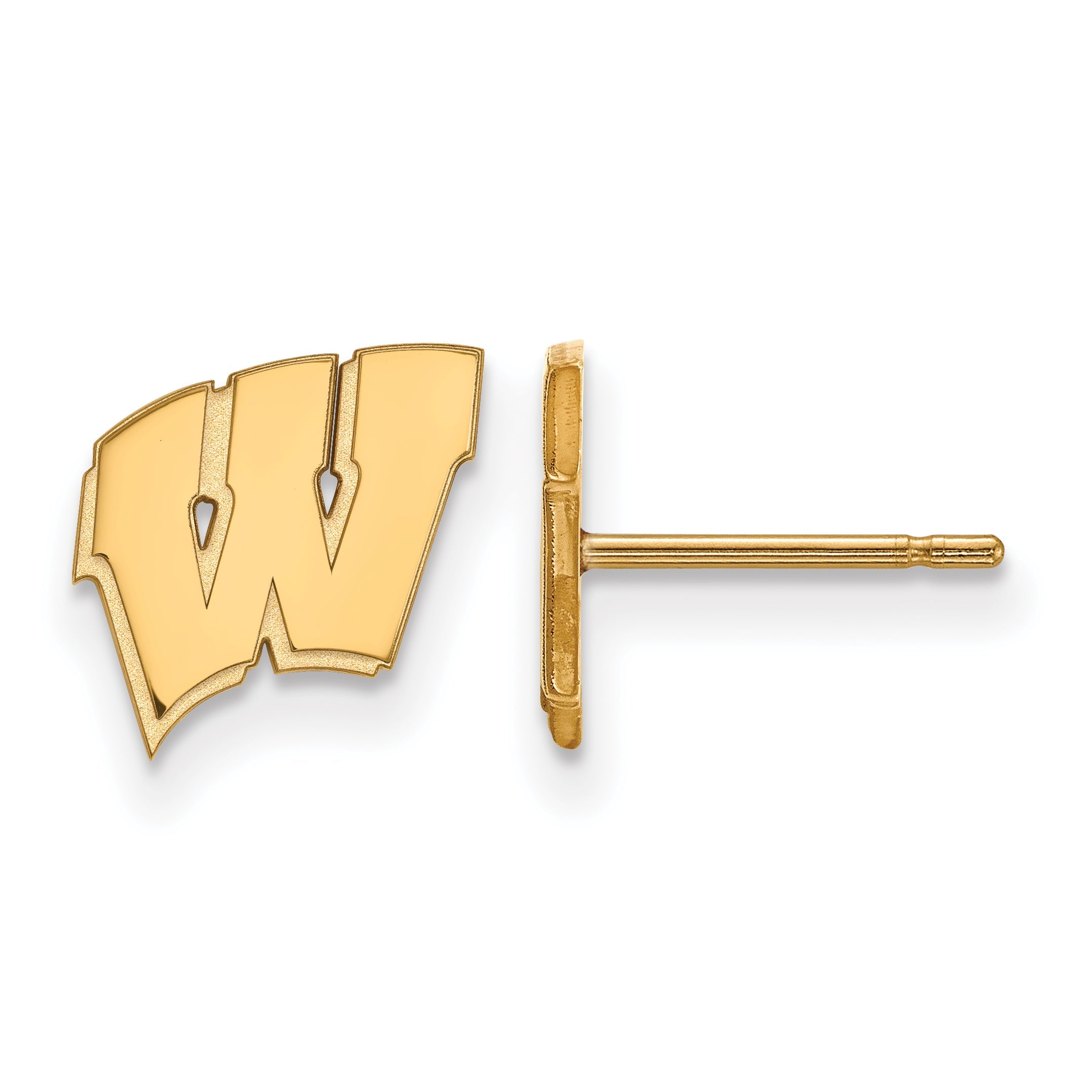 Gold Plated Sterling Silver Logoart University Of Wisconsin Letter W Extra Small Post Earrings