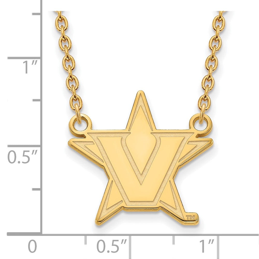 10K Yellow Gold 10Ky Logoart Vanderbilt University Large Pendant Necklace