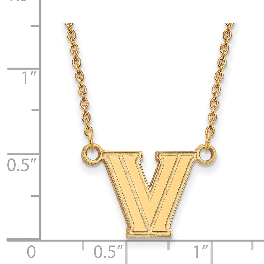 10K Yellow Gold Logoart Villanova University Letter V Small Pendant 18 Inch Necklace