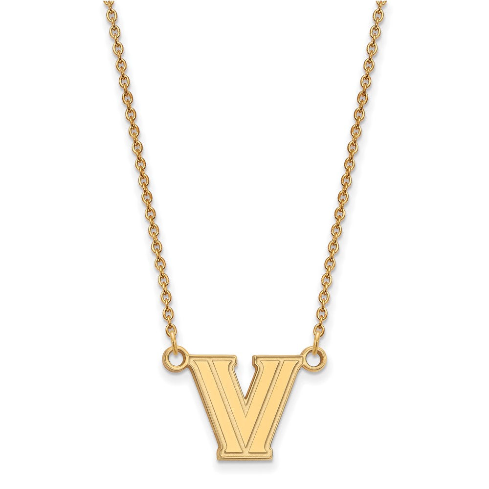 10K Yellow Gold Logoart Villanova University Letter V Small Pendant 18 Inch Necklace