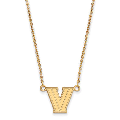 14K Yellow Gold Logoart Villanova University Letter V Small Pendant 18 Inch Necklace