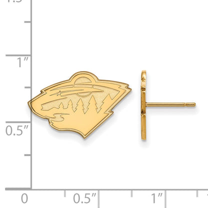 10K Yellow Gold Nhl Logoart Minnesota Wild Small Post Earrings