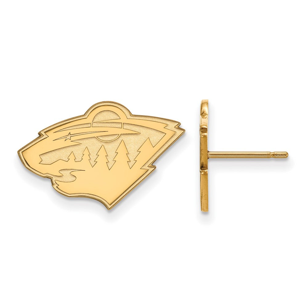 10K Yellow Gold Nhl Logoart Minnesota Wild Small Post Earrings