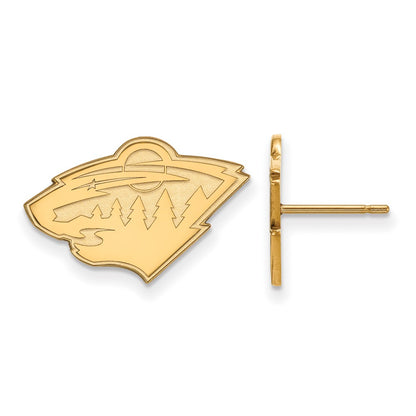 14K Yellow Gold Nhl Logoart Minnesota Wild Small Post Earrings