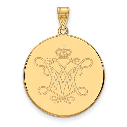 10K Yellow Gold Logoart College Of William And Mary Extra Large Disc Pendant