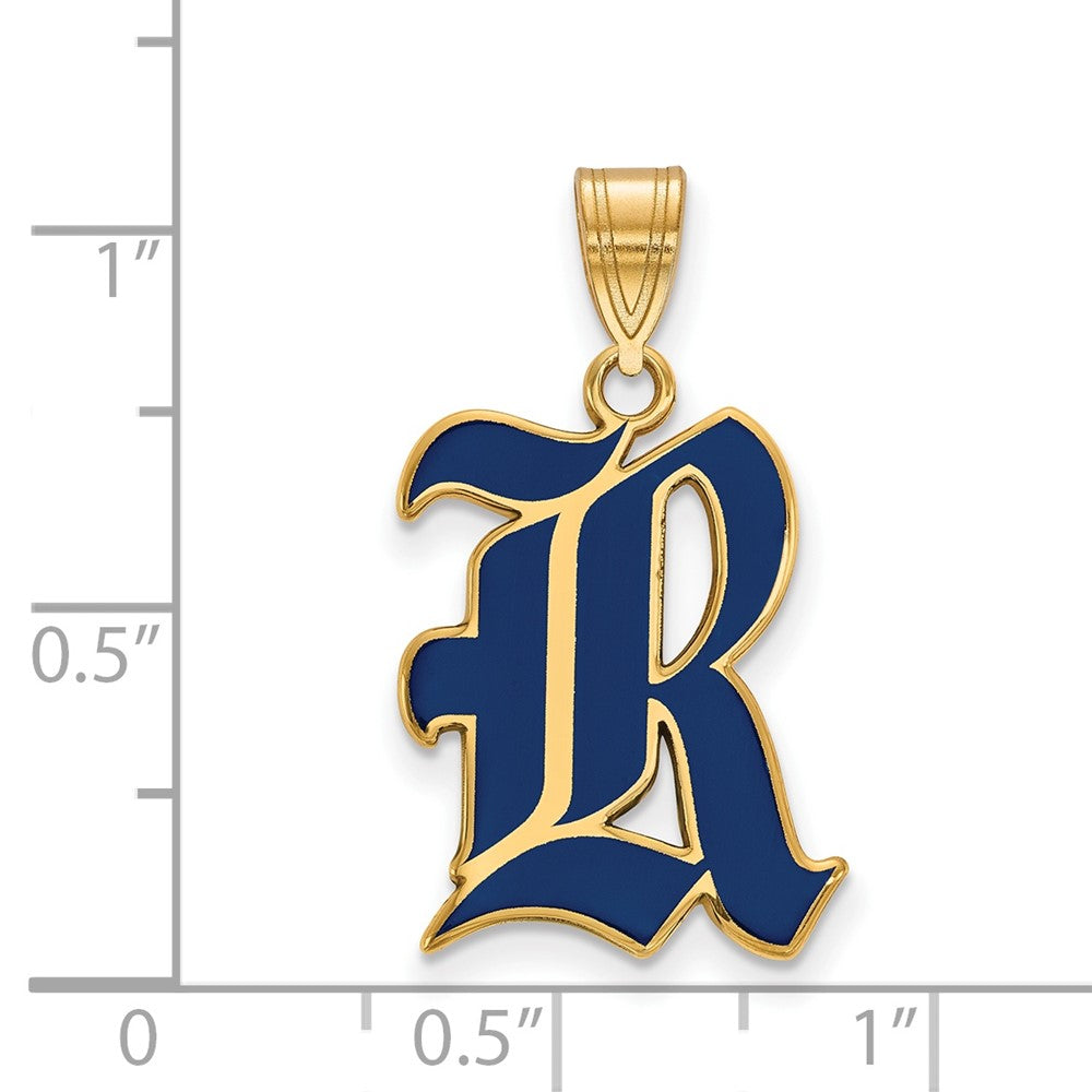 Gold Plated Sterling Silver Logoart Rice University Letter R Large Enameled Pendant