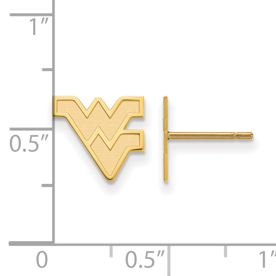 Gold Plated Sterling Silver Logoart West Virginia University W V Extra Small Post Earrings