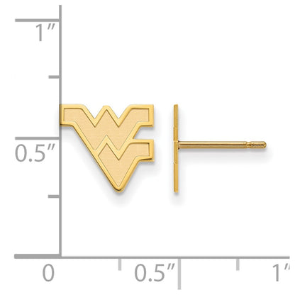 10K Yellow Gold Logoart West Virginia University W V Extra Small Post Earrings
