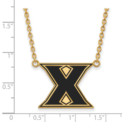 Gold Plated Sterling Silver Logoart Xavier University Letter X Large Enameled Pendant 18 Inch Necklace