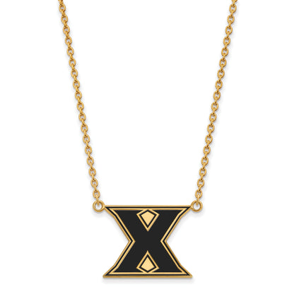 Gold Plated Sterling Silver Logoart Xavier University Letter X Large Enameled Pendant 18 Inch Necklace