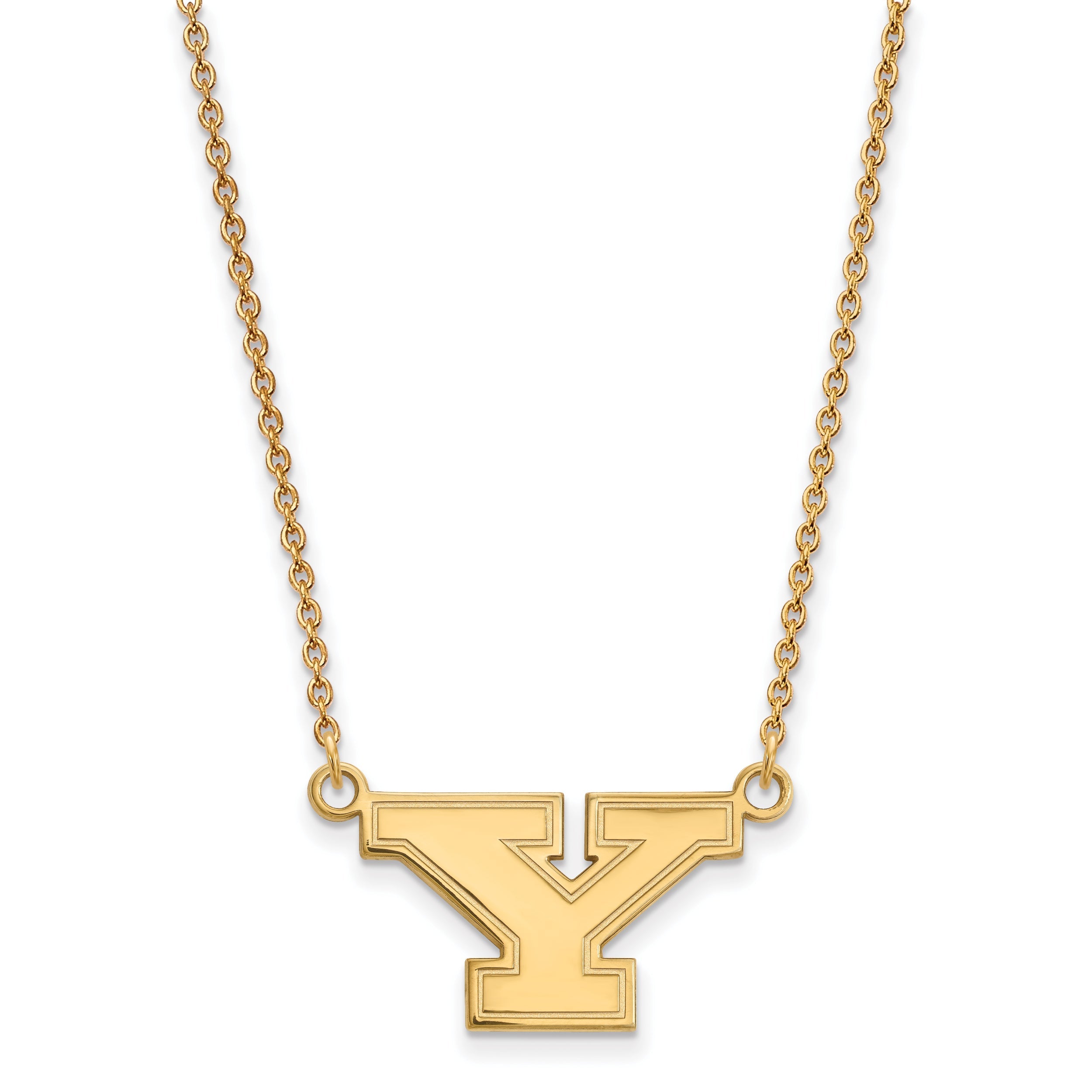 14K Yellow Gold Logoart Youngstown State University Letter Y Small Pendant 18 Inch Necklace