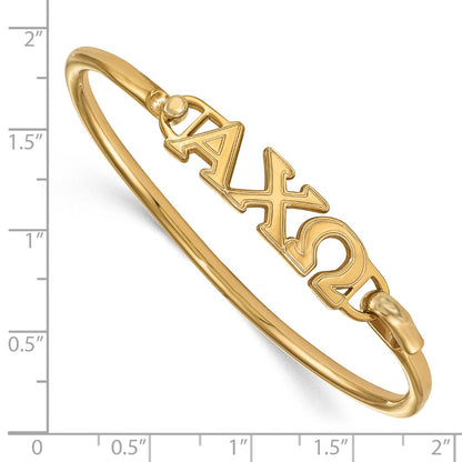 Gold Plated Sterling Silver Gp Logoart Alpha Chi Omega Large Hook And Clasp Bangle