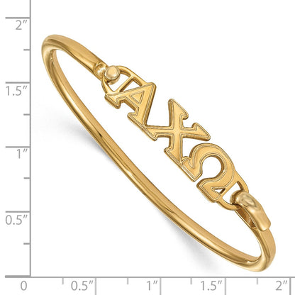 Gold Plated Sterling Silver Gp Logoart Alpha Chi Omega Large Hook And Clasp Bangle
