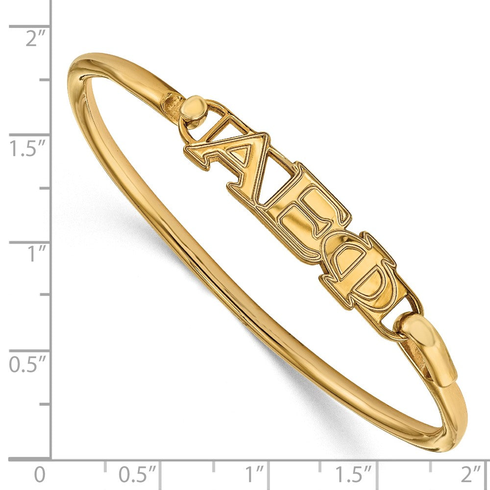 Gold Plated Sterling Silver Gp Logoart Alpha Epsilon Phi Large Hook And Clasp Bangle