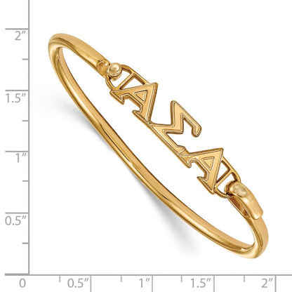 Gold Plated Sterling Silver Gp Logoart Alpha Sigma Small Hook And Clasp Bangle