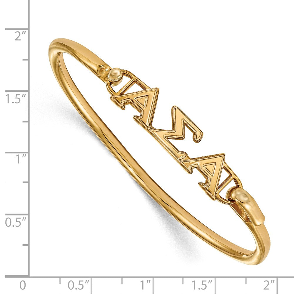 Gold Plated Sterling Silver Gp Logoart Alpha Sigma Small Hook And Clasp Bangle