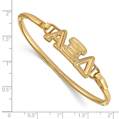 Gold Plated Sterling Silver Gp Logoart Alpha Xi Delta Small Hook And Clasp Bangle