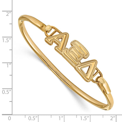 Gold Plated Sterling Silver Gp Logoart Alpha Xi Delta Small Hook And Clasp Bangle