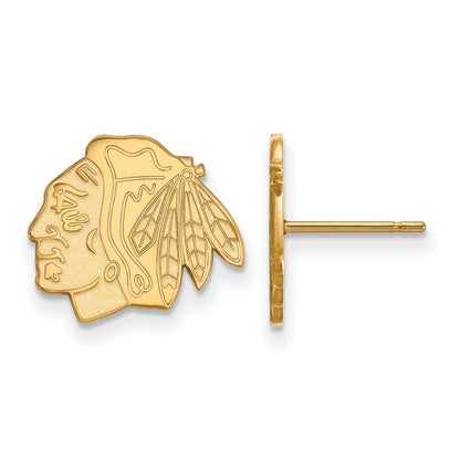 10K Yellow Gold Nhl Logoart Chicago Blackhawks Small Post Earrings