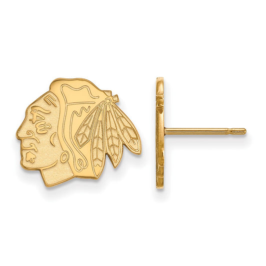 10K Yellow Gold Nhl Logoart Chicago Blackhawks Small Post Earrings