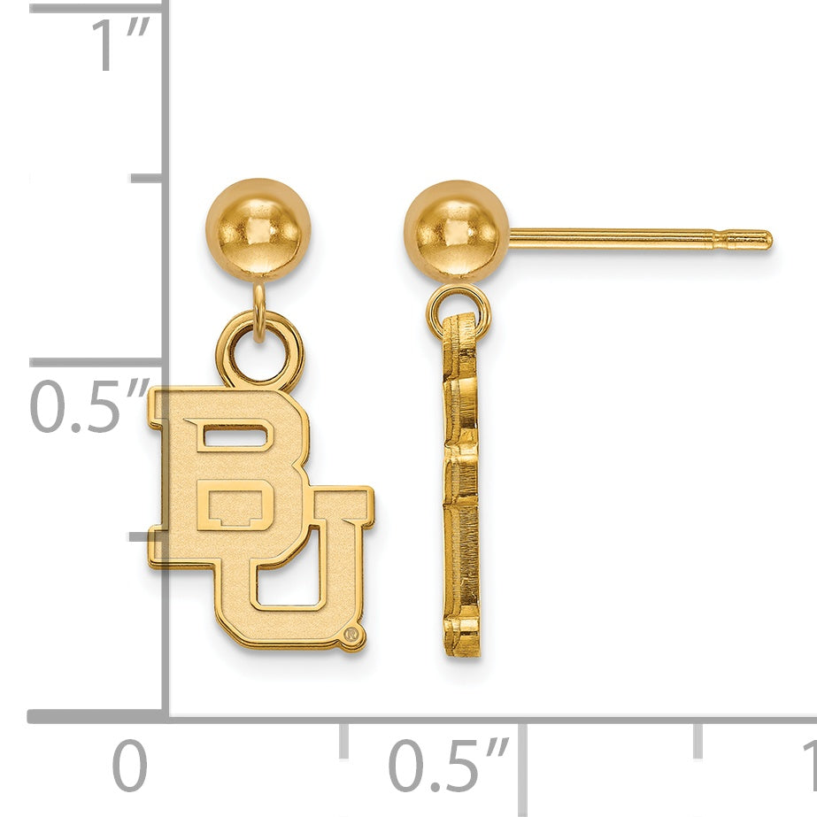 Gold Plated Sterling Silver Logoart Baylor University Bears Dangle Ball Post Earrings